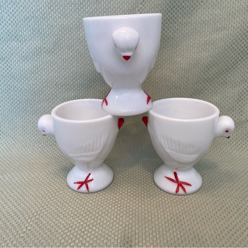 Vintage 50’s Westmoreland Milk Glass Large Egg Cup Set of 3